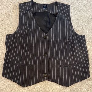GAP Black and White Pinstripe Vest Formal